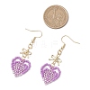 Handmade Glass Seed Beads Heart Dangle Earrings EJEW-MZ00577-01-4