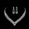 Teardrop Alloy Rhinestone Pendant Necklaces & Stud Earrings Sets FS-WG31B3E-05-1