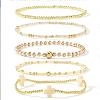 5Pcs 5 Styles Handmade Brass & Glass Beads Stretch Bracelet Set OI0028-9-1