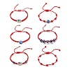 6Pcs 6 Style Alloy Hamsa Hand & Resin Evil Eye Braided Bead Bracelets Set BJEW-JB08370-1