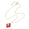 Natural Carnelian(Dyed and Heated) Clover Shamrock Pendant Necklaces NJEW-JN05170-03-5