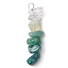 Gradient Color Natural Quartz Crystal & Natural Green Aventurine & Natural Prehnite & Natural Malachite Chip Beaded Pendants PALLOY-JF02790-05-1