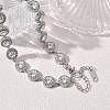 304 Stainless Steel Full Rhinestone Flat Round Link Chain Necklaces for Women SA-CBABBEA-02P-01-3