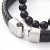 Unisex Stretch Bracelets & Leather Cord Bracelets Sets BJEW-JB04895-03-3