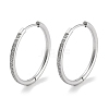 304 Stainless Steel Micro Pave Clear Cubic Zirconia Huggie Hoop Earrings EJEW-C096-01H-P-1