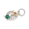 925 Sterling Silver Pave Green Cubic Zirconia Flower Pendants STER-G047-01B-2