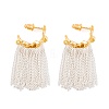 C-Shaped Brass Chain Tassel Stud Earrings EJEW-G391-21G-3