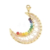 Wire Wrapped Moon Brass Pendant Decorations HJEW-TA00501-1