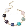 Natural Square Gemstone Link Bracelets BJEW-JB10982-1