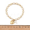 2Pcs 2 Colors Acrylic Beads & Alloy Enamel Cross & CCB Plastic Heart Stretch Charm Bracelet Sets for Women BJEW-JB14200-5