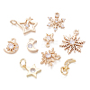 Crafans 18Pcs 9 Style Brass Micro Pave Cubic Zirconia Charms KK-CF0001-01-2