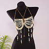Alloy Heart Imitation Pearl Round Beaded Layered Tassel Body Chest Chains WGA0E03-02-1