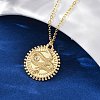 Brass Micro Pave Clear Cubic Zirconia Flat Round with Snake Pendant Necklaces LS-NJEW-S438-02A-G-1