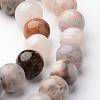 Round Natural Bamboo Leaf Agate Bead Strands G-J346-33-8mm-1