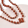 Saint Patrick's Day Natural Red Jasper Clover Pendant Round Beaded Necklaces with Brall Heart OT Clasps NJEW-G202-02G-04-3