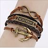 Imitation Leather Link Multi-strand Bracelets for Women Men WG5E2D4-17-1