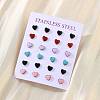 Enamel Heart Stud Earrings EJEW-B009-12P-1