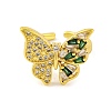 Butterfly Brass Micro Pave Cubic Zirconia Open Cuff Rings for Women RJEW-U003-26B-G-2