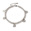 304 Stainless Steel Clover Charm Bracelet with 201 Stainless Steel Round Beads for Women BJEW-B057-15P-1