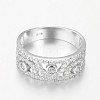 925 Sterling Silver Cubic Zirconia Wide Band Finger Rings RJEW-I044-08-2