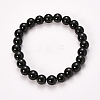 Natural Obsidian Beaded Stretch Bracelets BJEW-Q692-12-12mm-1