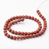 Frosted Round Natural Red Jasper Bead Strands G-J346-22-6mm-2