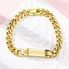 304 Stainless Steel Cuban Link Chain Bracelets for Women Men BJEW-R018-01G-3