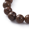 Unisex Wood Beads Stretch Charm Bracelets BJEW-JB04959-03-3