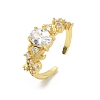 Brass Micro Pave Cubic Zirconia Cuff Open Rings RJEW-C163-25B-G-4