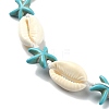 Natural Shell & Synthetic Turquoise Starfish Beaded Necklace with 304 Stainless Steel Clasps X-NJEW-TA00107-01-3