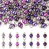 70Pcs 7 Colors Glass Pearl Round Connector Charms PALLOY-TA00267-1