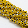 Handmade Evil Eye Lampwork Flat Round Bead Strands X1-LAMP-L058-8mm-01-1