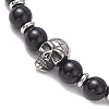 Natural Eyeless Obsidian and Malaysia Jade Stretch Bracelets BJEW-JB12184-4