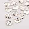 Wedding Theme Antique Silver Tone Tibetan Style Alloy Heart with Mother of the Bride Rhinestone Charms LS-TIBEP-N005-18A-2