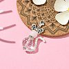 Cat Shape Natural Rose Quartz & Glass Pendant Decorations HJEW-TA00197-2