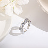 Twist Brass Micro Pave Clear Cubic Zirconia Cuff Rings FS-WG5AEE9-04-1