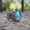 Oval Alloy with Glass Finger Rings FS-WG0E890-05-1
