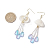 Glass & Natural Shell Dangle Earrings EJEW-MZ00384-3