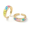 Brass Enamel Cuff Rings RJEW-O043-03G-1