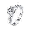 Rhodium Plated 925 Sterling Silver Pave 6.5x3.9mm Moissanite Finger Rings for Women WGFFDD0-70-5