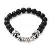 Punk Style Skull 304 Stainless Steel Glass Beads Bracelets for Women Men BJEW-D304-04AS-01-2