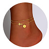 Brass Sideways Cross Link Anklets with Flat Round Initial Charms FS-WG12DAA-11-1