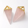 Natural Rose Quartz Point Pendulum Pendants X-G-E301-06G-1