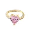Brass Pave Cubic Zirconia Cuff Open Rings CU-CBA5C10-20G-4
