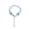 Beachy Natural white Jade Chip Beads & Synthetic Turquoise Charm Bracelets BJEW-JB14140-01-3