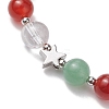 8mm Round Natural Green Aventurine & Carnelian & Quartz Crystal Beaded Stretch Bracelets BJEW-TA00521-3