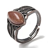 Synthetic Goldstone Horse Eye Adjustable Rings RJEW-K271-05R-10-2