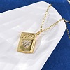 Brass Micro Pave Clear Cubic Zirconia Love Heart Book Pendant Necklaces for Women Men NJEW-S438-04G-3