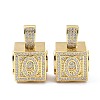 Alphabet Brass Micro Pave Clear Cubic Zirconia Pendants ZIRC-O045-01G-Q-2