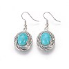 Synthetic Turquoise Dangle Earrings EJEW-L217-01P-3